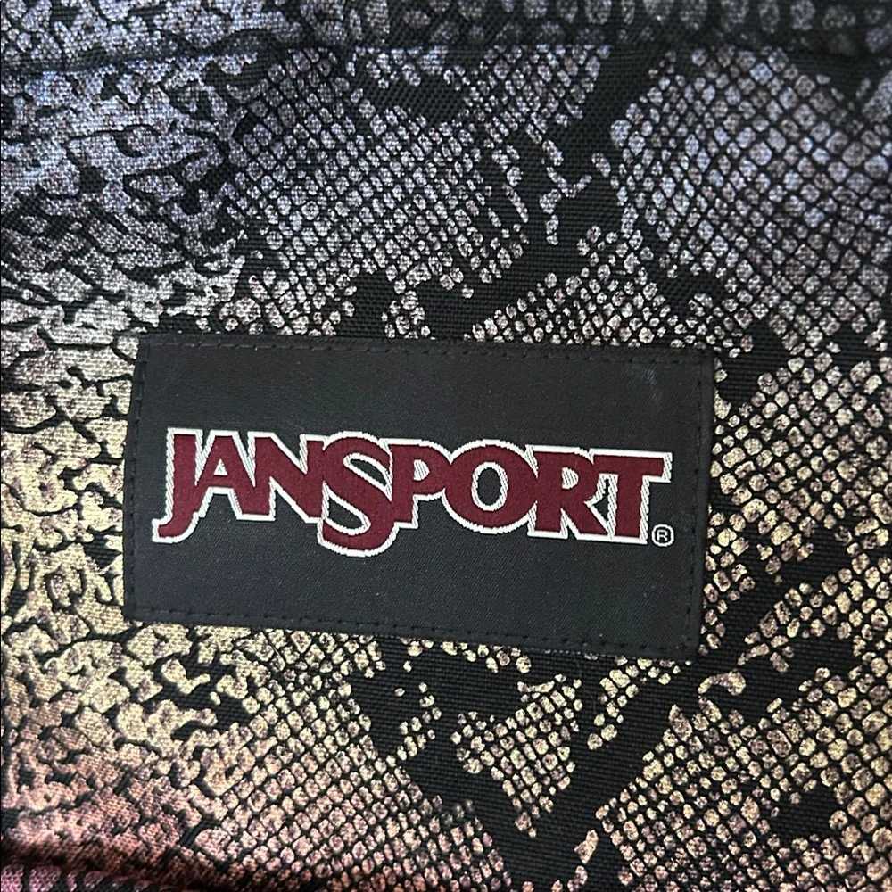 JanSport Black‎ Purple Backpack Snakeprint Metallic Bookbag